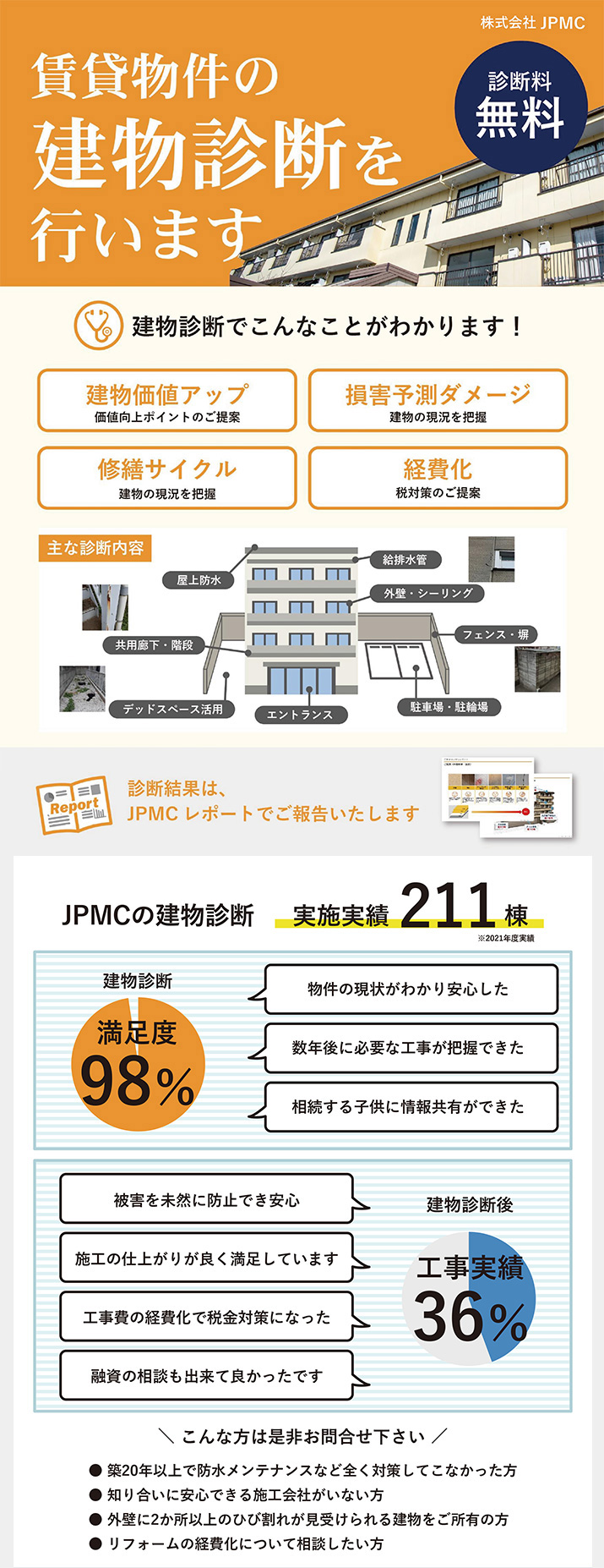 賃貸物件の建物診断を行います